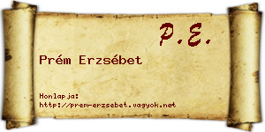 Prém Erzsébet névjegykártya